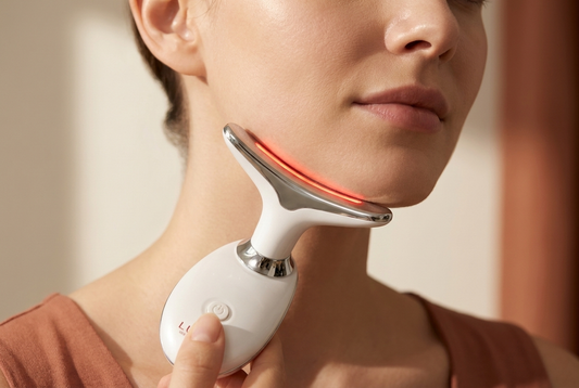 Close crop of jawline treatment with the Luxen Sculpt & Glow Wand