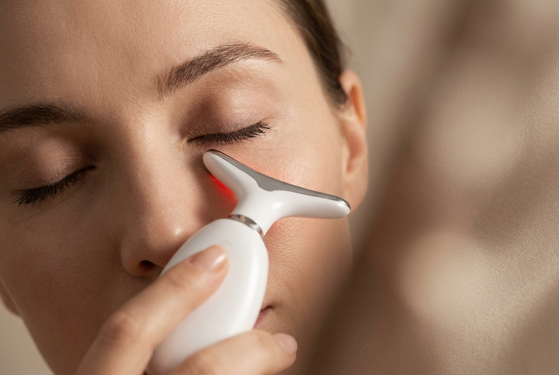 Gentle under-eye treatment with the Luxen Sculpt & Glow Wand