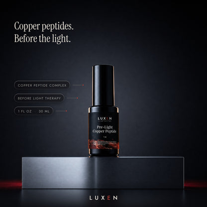PRE-LIGHT features - copper peptide complex, before light therapy, 1 fl oz / 30 ml