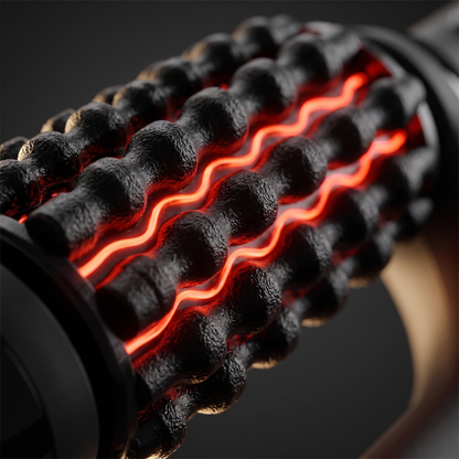 Luxen Roller Pro — macro detail of the textured roller nodes with red LED glow