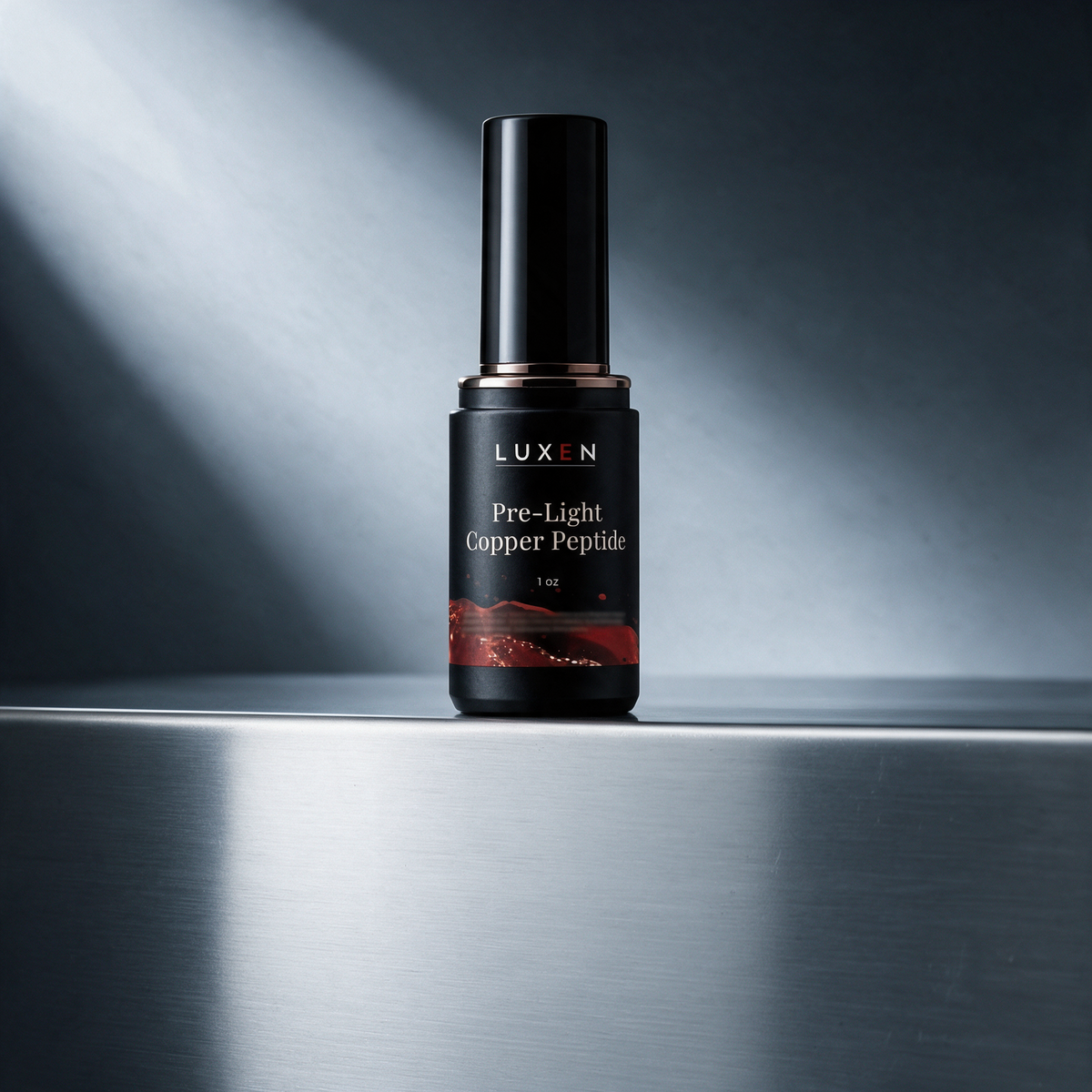 Pre-Light Copper Peptide Serum on brushed steel