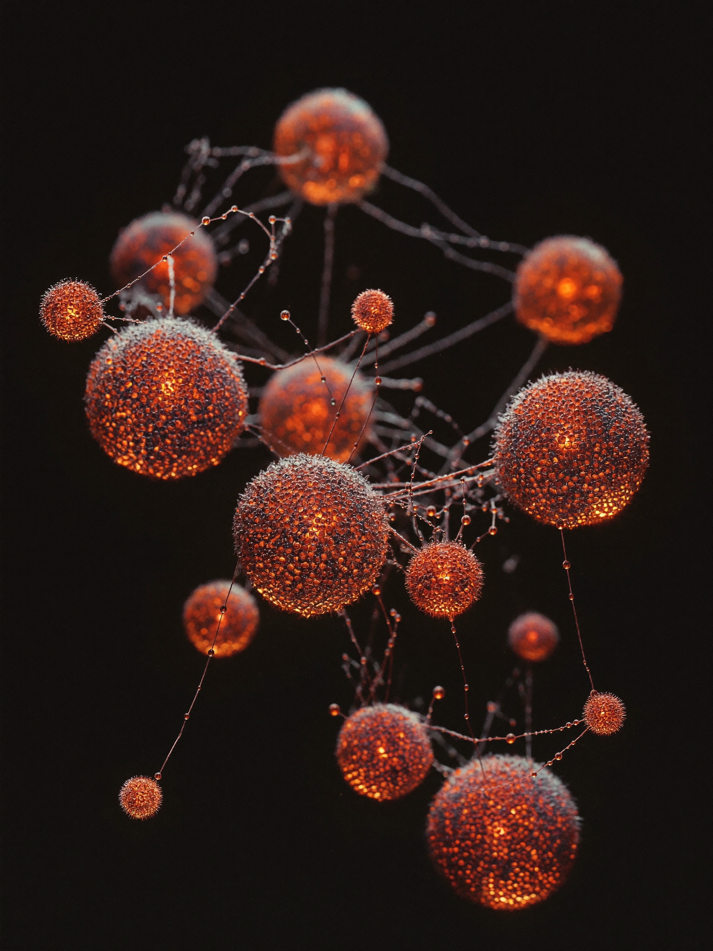Cellular structures in red light — abstract
